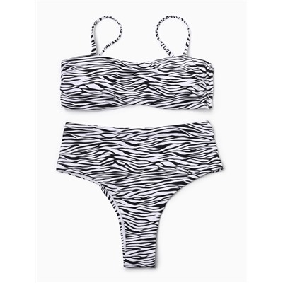 Купальник раздельный женский MINAKU, принт зебра, размер 42