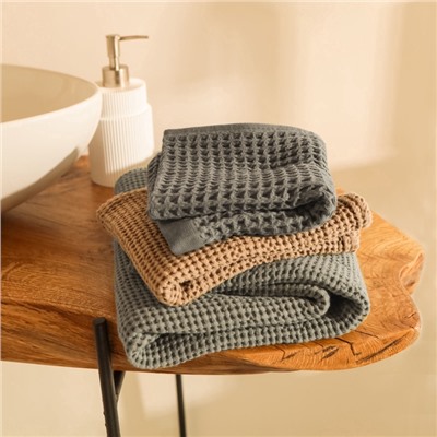 Полотенце вафельное SL HOME: Basic «Олива», 100×180 см, хлопок 100%, оливковое