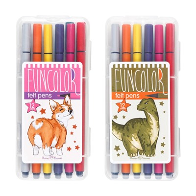 Фломастеры 12цв "ЯРКИЙ ЦВЕТ/FUNCOLOR" в пластиковом пенале 32-0048 Bruno Visconti