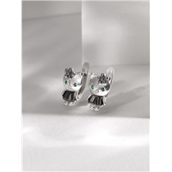 Серьги детские из серебра с фианитами родированные - Кошечки, Кошки 925 пробы 5030р232