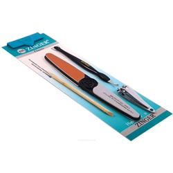 Zinger Маникюрный набор: полировка 4-х сторонняя, клиппер, триммер, апельсиновая палочка / Classic SIS-52, 4 предмета 5715