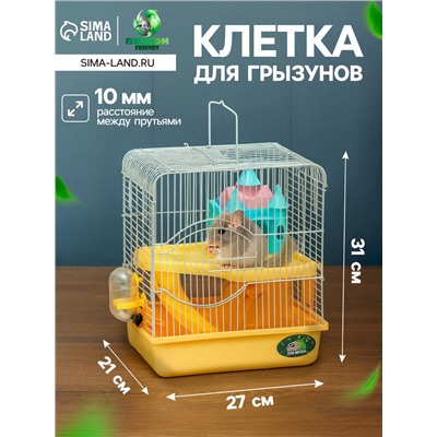 Клетка для грызунов «Пижон», 27×21×31 см, укомплектованная, с замком, жёлтая