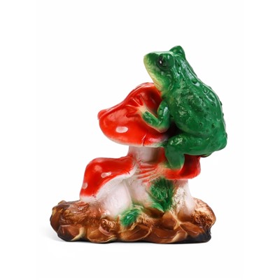 Садовая фигура из гипса «Лягушка на мухоморе» малая, 27 см