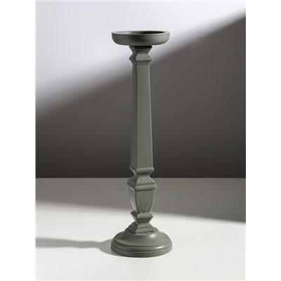 Деревянный подсвечник на 1 свечу «Греция», серый, 11.5×11.5×39.5 см