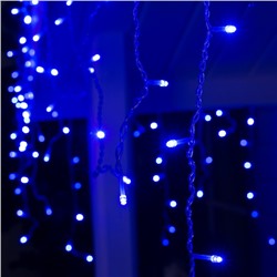 Гирлянда «Бахрома» 3 × 0.6 м, IP44, УМС, прозрачная нить, 160 LED, свечение синее, 220 В