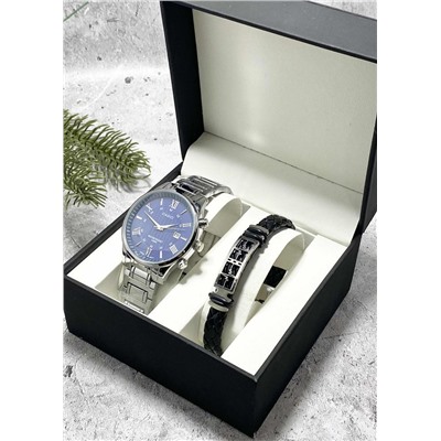 Подарочный набор для мужчины часы и браслет + коробка #22853344