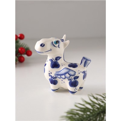 Фигурка фарфор «Конь Пегас», кобальт, 8 см