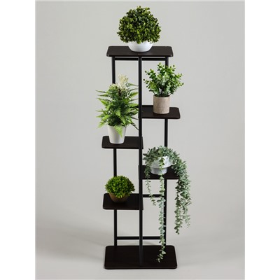 Подставка для цветов Greengo, 6 полок, 36×23×106 см, напольная, каркас металл, полки МДФ, чёрная
