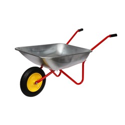 УЦЕНКА Тачка садовая, одноколёсная: груз/п 80 кг, объём 65 л, красные ручки