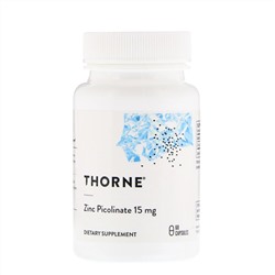 Thorne Research, пиколинат цинка, 15 мг, 60 капсул
