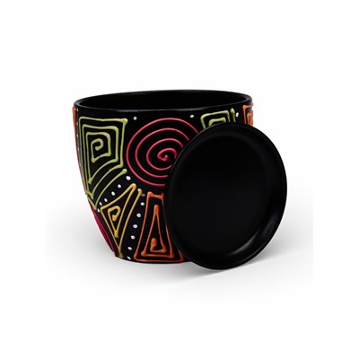 Горшок для цветов «Радуга», керамический, с поддоном, 2.6 л, коричневый с орнаментом