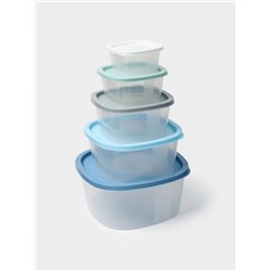 Набор пищевых контейнеров SparkPlast BioFresh, 5 шт.: 230 мл, 500 мл, 900 мл, 1.55 л, 2.65 л, пластик, крышка МИКС