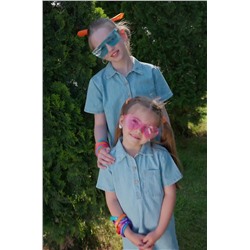 Джинсовое платье с коротким рукавом для девочки Happyfox