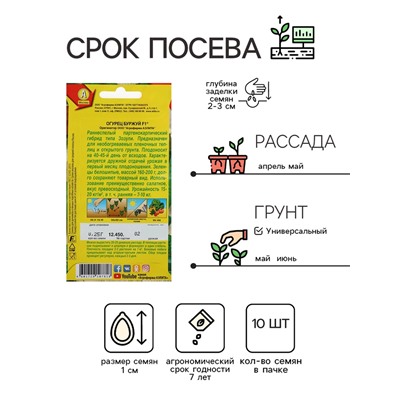Семена огурца "Буржуй", F1, раннеспелый, 10 шт.