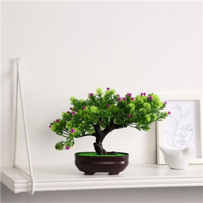 Бонсай искусственный в горшке «Деревце изгиб», 17×12 см, МИКС