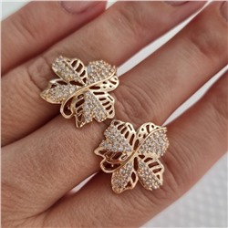 Серьги Листья, ювелирная бижутерия, покрытие позолота, 060, арт.217.006