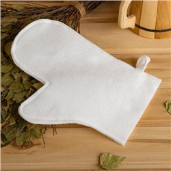 Рукавица для бани и сауны, войлок, белая