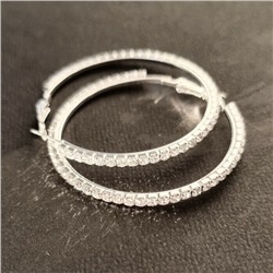 Серьги конго, покрытие: посеребрение, цвет камней: прозрачный переливающийся, 60259, арт.032.498