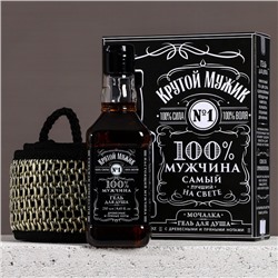 Подарочный набор «Крутой мужик»: гель для душа виски 250 мл и мочалка для тела, Чистое счастье
