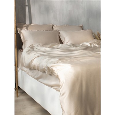 Простыня на резинке 1.5-спальная SL Home Tencel, 140×200+30 см, бежевая, тенсель