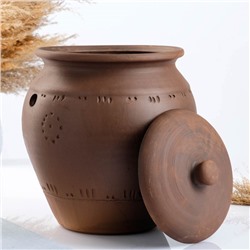 Банка для хранения лука Кунгурская керамика «Роспись», 5 л, с отверстиями для вентиляции, молочение, коричневая