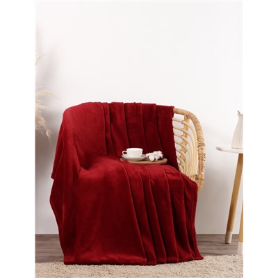 Плед «Этель», 180×200 см, корал-флис, бордовый