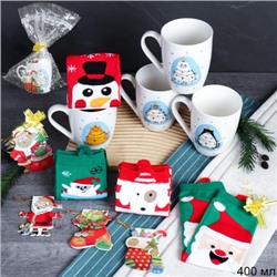 Подарочный набор Кружка 400 мл+ носки / CAT-517-mix /уп 72/ кружка новогодняя/ в подарочной упаковке