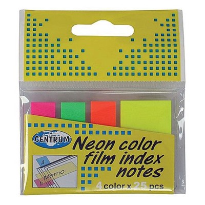Закладки с клеевым краем 45х12 мм, 45х25 мм 4 цвета по 25 листов пластиковые 82216 Centrum