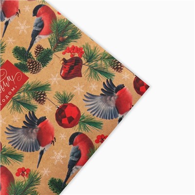 Бумага упаковочная крафтовая «Зимняя сказка», 50×70 см