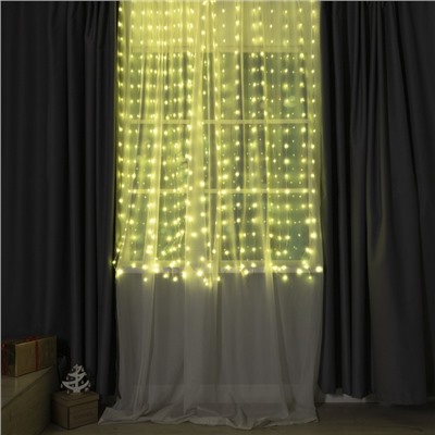 УЦЕНКА Умная гирлянда «Занавес», 2×2 м, IP20, 400 LED, USB, приложение, серебристая нить, свечение RGB