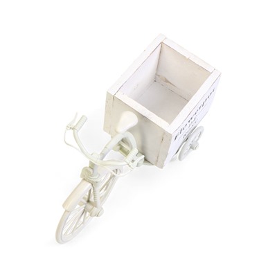 Декоративное кашпо для цветов «Велосипед Flowerpot de Rose», 26×12×18 см, дерево, пластик, белое