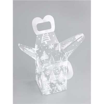 Коробка подарочная новогодняя складная ПВХ «Ёлочка в лесу» 6×6×10 см