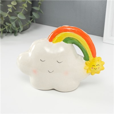 Копилка для денег «Облачко-шарик с радугой», керамика, 7.5×18×13.2 см