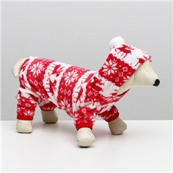 Комбинезон «Олени» с капюшоном, размер XS (ДС 20 см, ОГ 30 см, ОШ 20 см), красный