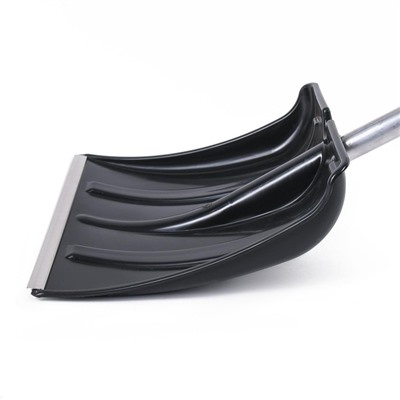 Лопата для уборки снега, автомобильная, пластиковый ковш 380×370 мм, алюминиевая планка, алюминиевый черенок, с ручкой