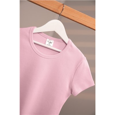 Футболка для девочки в рубчик из рибаны Happyfox