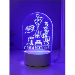 Светильник 3D RISALUX «Мопсы», LED-ночник, RGB, от сети, 9.5×11.8×17 см