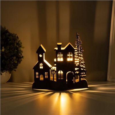 Фигурка светящаяся RISALUX «Вечерний город», LED-ночник, 3×ААА, чёрный, 10.8×19.5×20 см