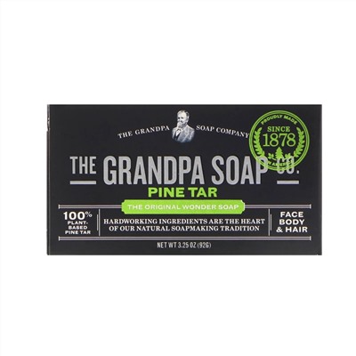 Grandpa's, Мыло для лица, тела и волос, сосновый деготь, 92 г (3,25 унции)