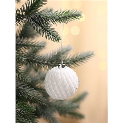 Ёлочные игрушки «Снежная изморозь», шары пластиковые, d=6 см, набор 9 шт., белый
