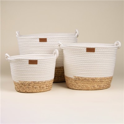 Корзины для хранения SL Home, плетёные, ручной работы, 3 шт., 24×21×17 см, 30×25×22 см, 35×30×27 см