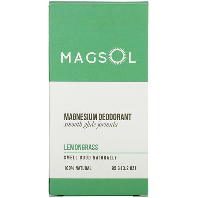 Magsol, Magnesium Deodorant, Lemongrass, 3.2 oz (95 g)