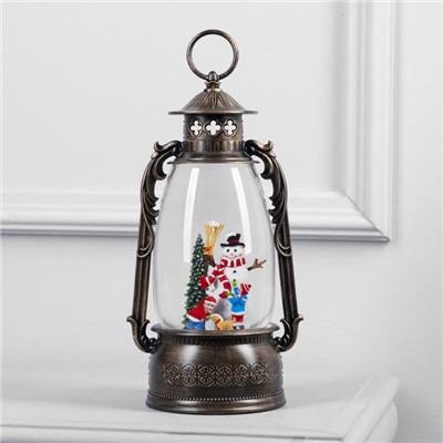 Светодиодная фигура «Фонарь с детьми и снеговиком» 15×30×12.5 см, пластик, батарейки ААх3 (не в комплекте), USB, свечение тёплое белое