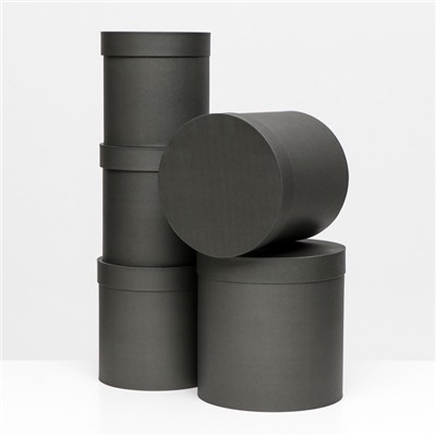 Набор круглых коробок 5 в 1 «Краски», чёрный однотонный, 25×25×25 - 19×19×19 см