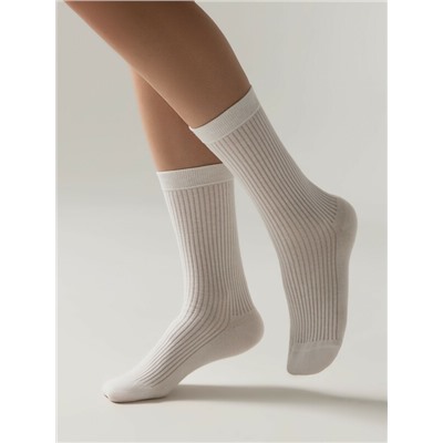 Удлиненные CONTE CLASSIC Хлопковые носки в рубчик
