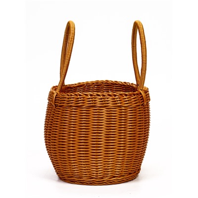 Корзина плетёная для хранения, 32×25×21 см, ручка h=17 см, пластиковая, коричневая