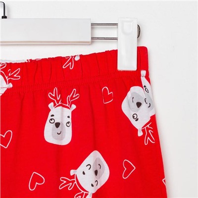 Пижама новогодняя женская (рубашка, брюки) KAFTAN Мишки, красная, размер 52-54