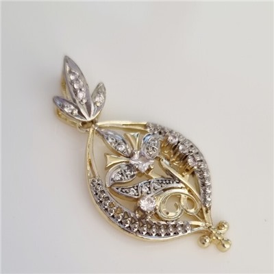 Кулон ювелирной бижутерии Итальянское золото (покрытие желтое 14к), вставка: фианиты, цвет: прозрачный, арт.217.351