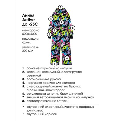 Комбинезон текстильный с полиуретановым покрытием для девочек разноцветный