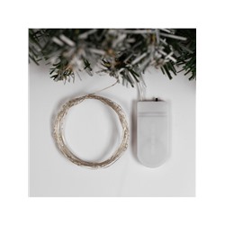 Гирлянда «Нить» 2 м роса, IP20, серебристая нить, 20 LED, батарейки CR2032×2 (в комплекте), свечение фиолетовое